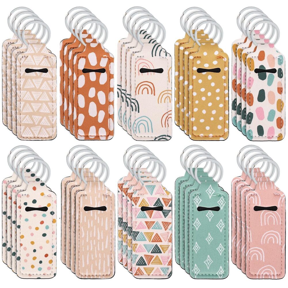 1717 40Pcs Boho Lipstick Holder Colorful Groovy Rainbow Polka Dot Pocket